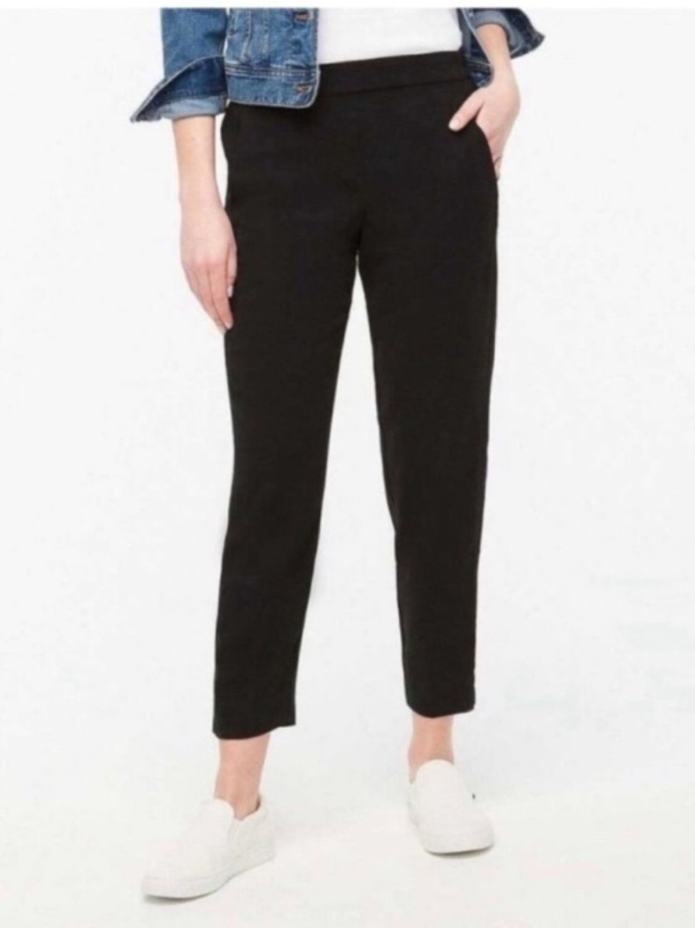 J. Crew Jamie Elastic Waist Pull-On Tapered Trouser Pant Minimalist Black 10 - Picture 1 of 10